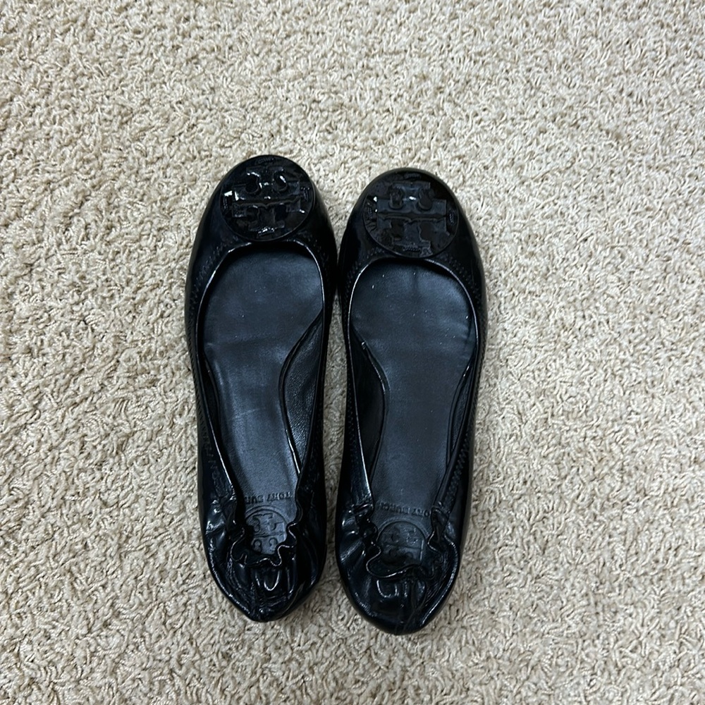 Tory Burch black patent flats